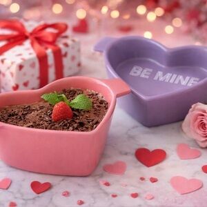 The Cellar Heart Shaped Cocotte Set Stoneware Be Mine Valentine Baking Dishes